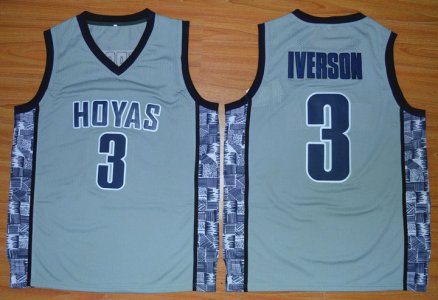 Maillot De Basket NCAA Georgetown Hoyas Allen Iverson 3 NCAA Basketball Throwback Gris